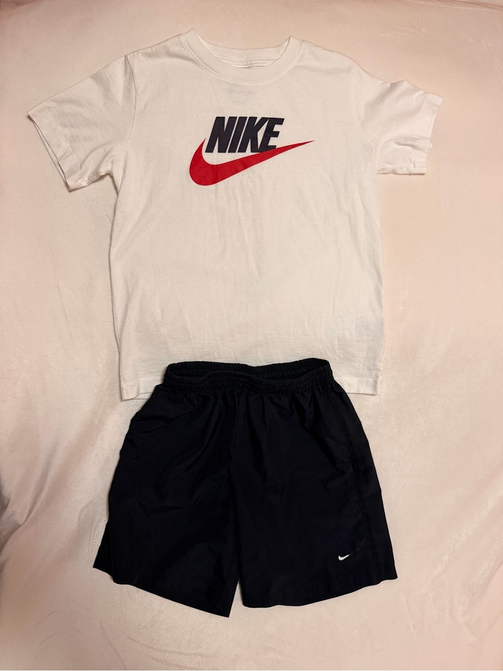 Nike Kids Black Athletic Shorts with white shirt set